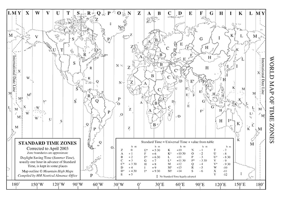 time zones of the world. Time Zones around the World